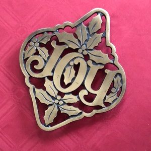 Christmas Trivet, Brass with holly and